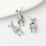 Alloy Silver-Plated 3D Rabbit HandMade Pendants DIY Jewelry Necklace Material