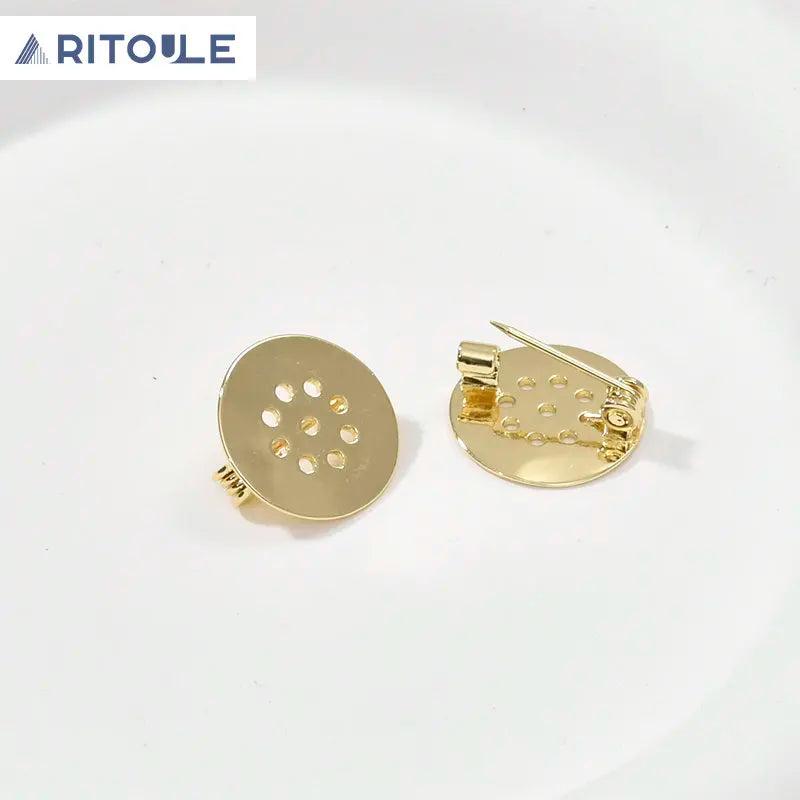 14k Copper Plated Perforated Tray Brooch Pin