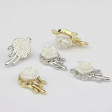 Alloy Plating 3D Pearl Rose Pendant DIY Earrings Necklace