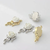 Alloy Plating 3D Pearl Rose Pendant DIY Earrings Necklace