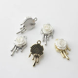 Alloy Plating 3D Pearl Rose Pendant DIY Earrings Necklace