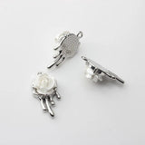 Alloy Plating 3D Pearl Rose Pendant DIY Earrings Necklace