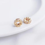 14K Peach Heart Zirconia Bead Spacer Ring Necklace Jewelry