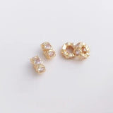 14K Peach Heart Zirconia Bead Spacer Ring Necklace Jewelry
