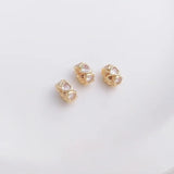 14K Peach Heart Zirconia Bead Spacer Ring Necklace Jewelry