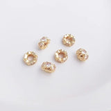 14K Peach Heart Zirconia Bead Spacer Ring Necklace Jewelry