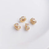 14K Peach Heart Zirconia Bead Spacer Ring Necklace Jewelry