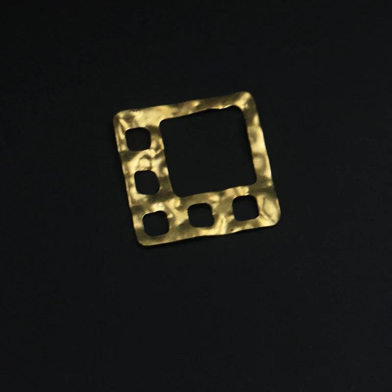 31.5mm Hollow Embossed Square Pendant Brass Jewelry Accessories
