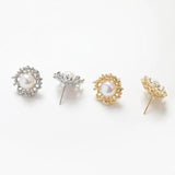 2PCS Natural Pearl Ear Studs Earrings 14k Plated 16mm