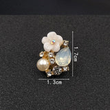 10 PCS 13*17mm Rhinestone Pearl Flower Buckles Jewelry Making