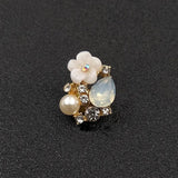 10 PCS 13*17mm Rhinestone Pearl Flower Buckles Jewelry Making