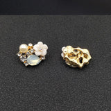 10 PCS 13*17mm Rhinestone Pearl Flower Buckles Jewelry Making