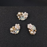 10 PCS 13*17mm Rhinestone Pearl Flower Buckles Jewelry Making