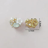 10 PCS 13*17mm Rhinestone Pearl Flower Buckles Jewelry Making
