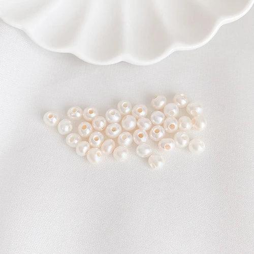 Natural Fresh Water Macroporous Near-Round Beads Single Pearl Loose Beads