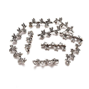 10pcs Leaf Tibetan Style Alloy Multi-Strand Links Antique Silver DIY