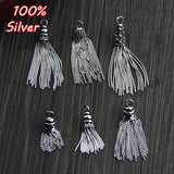 925 Silver Snake Chain Tassel Earring Pendant Vintage Charms