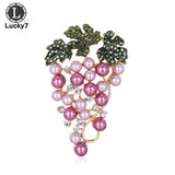 Grape Plant Brooch Rhinestone Pearl Corsage Creative Personality Painting