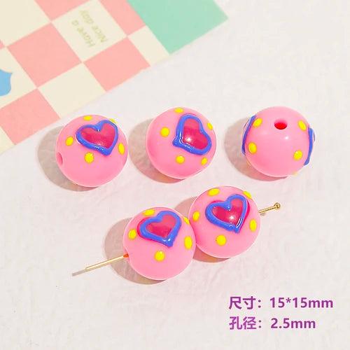 Japanese Hand-Painted Drip Oil Ins Love Beads DIY Material