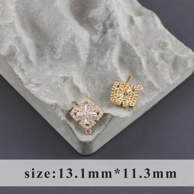 18k Plated Flower Shape Zircon Charms for DIY Jewelry Making