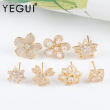 18k Plated Flower Shape Zircon Charms for DIY Jewelry Making