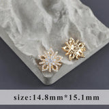 18k Plated Flower Shape Zircon Charms for DIY Jewelry Making