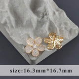18k Plated Flower Shape Zircon Charms for DIY Jewelry Making