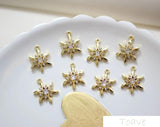 2pcs Snowflake Zircon Copper Plated Pendant DIY Set