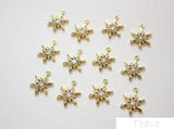 2pcs Snowflake Zircon Copper Plated Pendant DIY Set