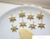 2pcs Snowflake Zircon Copper Plated Pendant DIY Set