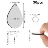 30 Pcs Sublimation Earring Blanks with Hooks, Rings