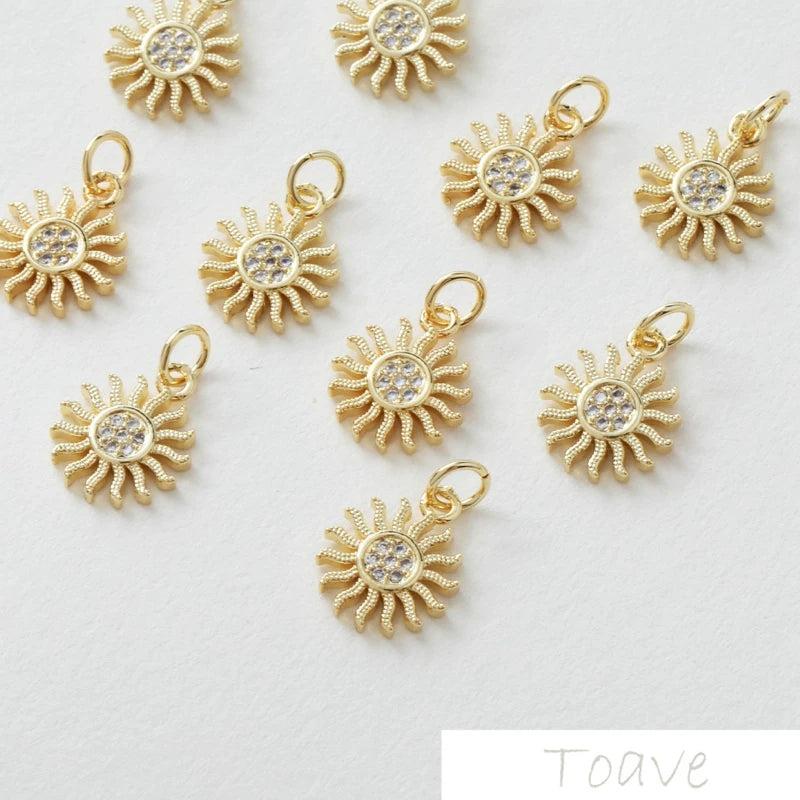 14k Sun Zircon Pendant Earring DIY Accessory Set