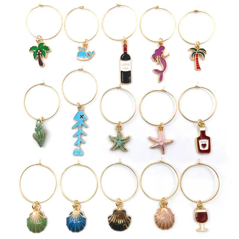 Mermaid Tail Wine Glass Charms - Hawaii Fish Shell Pendant