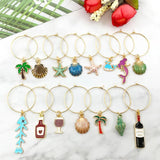 Mermaid Tail Wine Glass Charms - Hawaii Fish Shell Pendant