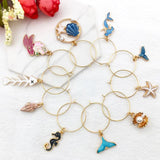 Mermaid Tail Wine Glass Charms - Hawaii Fish Shell Pendant