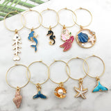 Mermaid Tail Wine Glass Charms - Hawaii Fish Shell Pendant