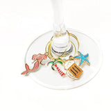 Mermaid Tail Wine Glass Charms - Hawaii Fish Shell Pendant