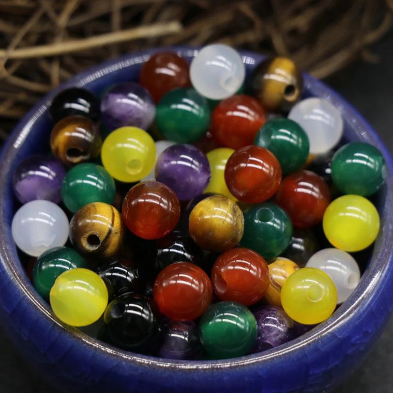 Natural Stone Gem Agate Quartz Amethyst Bead Crafts 8mm