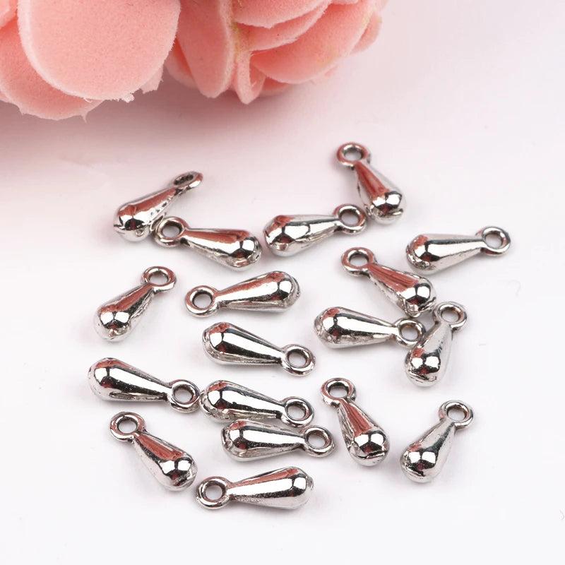 300pcs 3x9mm Antique Silver Chain Water Drop Pendants