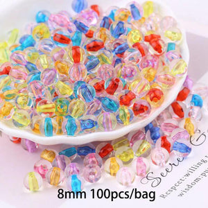 100pcs Acrylic Transparent Round Beads For Jewelry Making