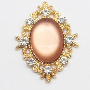 10Pcs Oval Resin Alloy Rhinestone Button Jewelry Hairpin Dress Wedding