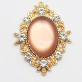 10Pcs Oval Resin Alloy Rhinestone Button Jewelry Hairpin Dress Wedding