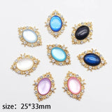10Pcs Oval Resin Alloy Rhinestone Button Jewelry Hairpin Dress Wedding