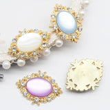 10Pcs Oval Resin Alloy Rhinestone Button Jewelry Hairpin Dress Wedding