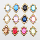10Pcs Oval Resin Alloy Rhinestone Button Jewelry Hairpin Dress Wedding