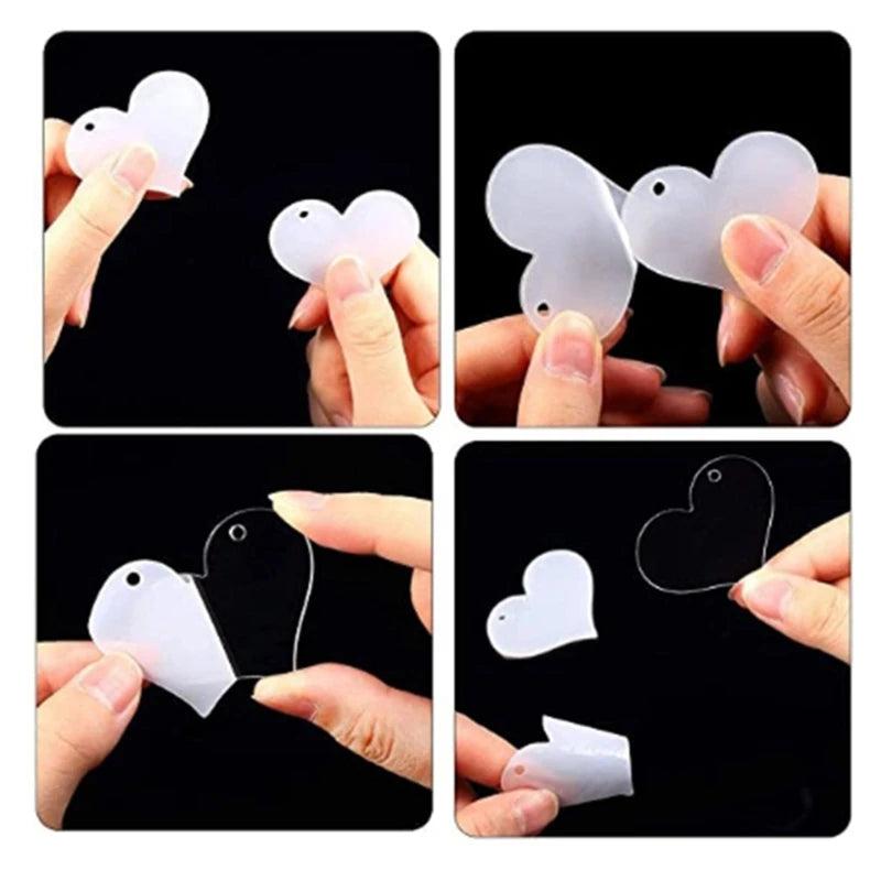Acrylic Heart Keychain Blanks Set with Tassels for DIY Crafts
