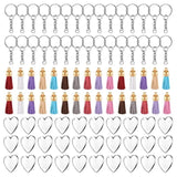Acrylic Heart Keychain Blanks Set with Tassels for DIY Crafts