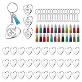 Acrylic Heart Keychain Blanks Set with Tassels for DIY Crafts