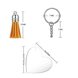 Acrylic Heart Keychain Blanks Set with Tassels for DIY Crafts