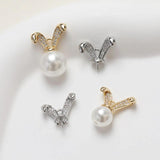 14K Plated Rabbit Copper Zircon Cap DIY Hand-made Accessories